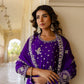 Rajwada Purple Chiffon Embroidered Stitched Kurta Set For Women