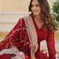Rajwada Maroon Georgette Stitched Gown With Dupatta For Women
