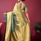Rajwada Sage Green Silk Blend Solid Saree For Women