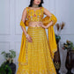 Rajwada Yellow Georgette Embroidered Semi-Stitched lehenga For Women