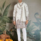 Rajwada White Viscose Silk Embroidered Stitched Kurta For Men