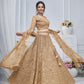 Rajwada Light Brown Soft Net Embellished Semi-Stitched Lehenga With Unstitched Blouse For Women