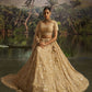 Rajwada Beige Net Embellished Semi-Stitched Lehenga For Women
