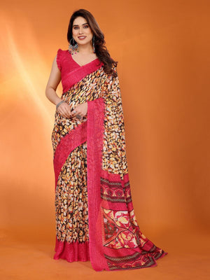 Rajwada Multicolor Silk Blend Printed Saree For Women