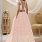 Rajwada Pink Georgette Embroidered Semi-Stitched Lehenga For Women