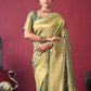 Rajwada Sage Green Silk Blend Solid Saree For Women