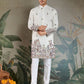 Rajwada White Viscose Silk Embroidered Stitched Kurta For Men