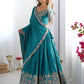 Rajwada Sea Green Silk Blend Embroidered Semi-Stitched lehenga For Women