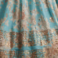 Rajwada Aqua Blue Organza Printed And Embriodered Semi-Stitched Lehenga For Women