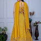 Rajwada Yellow Georgette Embroidered Semi-Stitched lehenga For Women