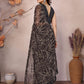 Rajwada Brown Georgette Printed Saree With Unstitched Blouse For Women