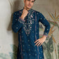 Rajwada Blue Viscose Silk Embroidered Stitched Kurta For Men