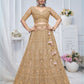 Rajwada Light Brown Soft Net Embellished Semi-Stitched Lehenga With Unstitched Blouse For Women