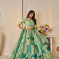 Rajwada Light Green Banarasi Silk Embroidered Semi-Stitched Lehenga For Women