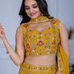 Rajwada Yellow Georgette Embroidered Semi-Stitched lehenga For Women