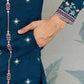 Rajwada Blue Viscose Silk Embroidered Stitched Kurta For Men