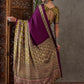 Rajwada Purple And Olive Silk Blend Printed Elegant Saree For Women