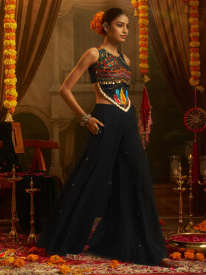 Black Georgette Embroidered Co Ord Set