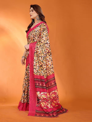 Rajwada Multicolor Silk Blend Printed Saree For Women