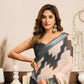 Rajwada Off White And Grey Cotton Linen Zari Work Saree For Women