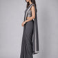 Grey Silk Blend Embellished Saree