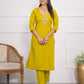 Rajwada Green Silk Blend Embroidered Stitched Kurta Set For Women