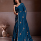 Rajwada Teal Blue Silk Blend Embroidered Saree For Women