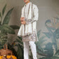 Rajwada White Viscose Silk Embroidered Stitched Kurta For Men