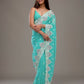 Rajwada Sky Blue Crush Embroidered Saree For Women