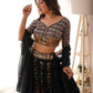 Rajwada Black Georgette Sequins Embroidered Semi-Stitched Lehenga For Women
