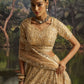 Rajwada Beige Net Embellished Semi-Stitched Lehenga For Women