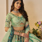Rajwada Light Green Banarasi Silk Embroidered Semi-Stitched Lehenga For Women