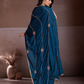 Rajwada Teal Blue Silk Blend Embroidered Saree For Women