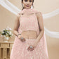 Rajwada Pink Georgette Embroidered Semi-Stitched Lehenga For Women