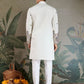 Rajwada White Viscose Silk Embroidered Stitched Kurta For Men