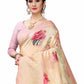Rajwada Peach Silk Blend Floral Printed Saree For Women