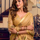 Rajwada Beige Cotton Blend Solid Saree For Women