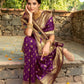 Rajwada Dark Purple Silk Blend Woven Pithani Saree For Women