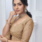 Rajwada Light Brown Soft Net Embellished Semi-Stitched Lehenga With Unstitched Blouse For Women