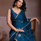 Rajwada Teal Blue Silk Blend Embroidered Saree For Women