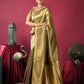 Rajwada Olive Green Organza Solid Saree For Women