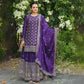 Rajwada Purple Chinon Embroidered Stitched Kurta Set For Women