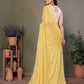 Rajwada Yellow Banglori Lace Work Saree With Unstitched Blouse For Women