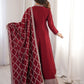 Rajwada Maroon Silk Blend Embroidered Kurta Set For Women