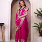 Rajwada Pink Organza Embroidered Solid Saree For Women