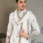 Rajwada White Viscose Silk Embroidered Stitched Kurta For Men
