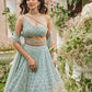 Rajwada Light Blue Net Embellished Semi Stitched Lehenga For Women