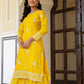 Rajwada Yellow Chiffon Embellished Stitched Kurta Set For Women