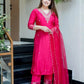 Rajwada Magenta Viscose Chanderi Embriodered Stitched Kurta Set For Women