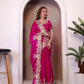 Rajwada Pink Organza Embroidered Solid Saree For Women